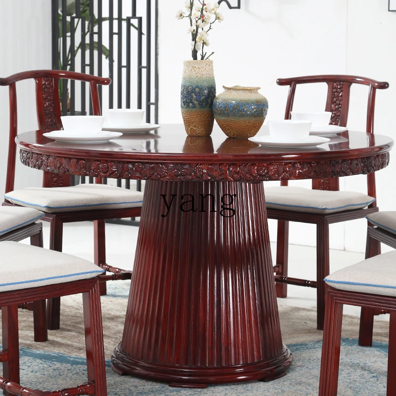 LTT mahogany dining table rosewood round table new Chinese big fruit red sandalwood round table