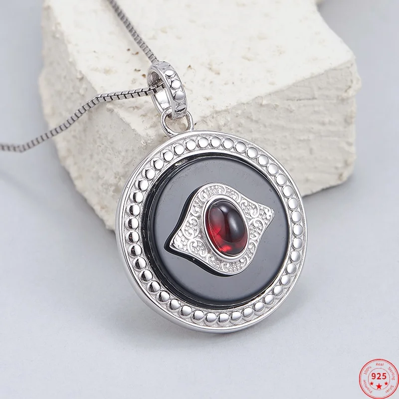 

Подвески из стерлингового серебра 925 пробы для женщин и мужчин, узор «Глаз Бога», инкрустированный агат, гранат, очаровательные модные ювелирные изделия, оптовая продажа