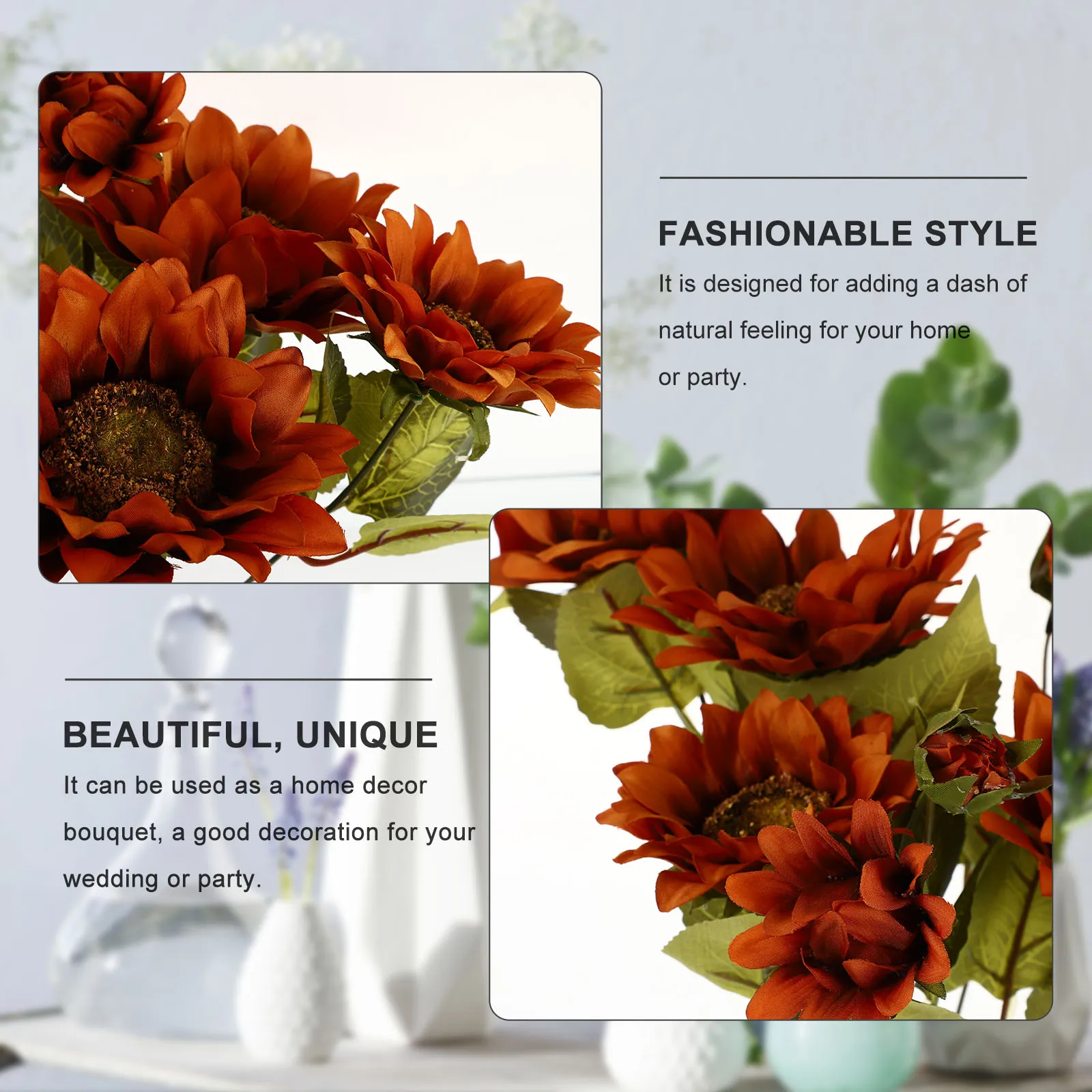 

Artificial Sunflower Bouquet Home Decorative Fake Plant Stylish Exquisite Decor Creative everlasting living dinning study