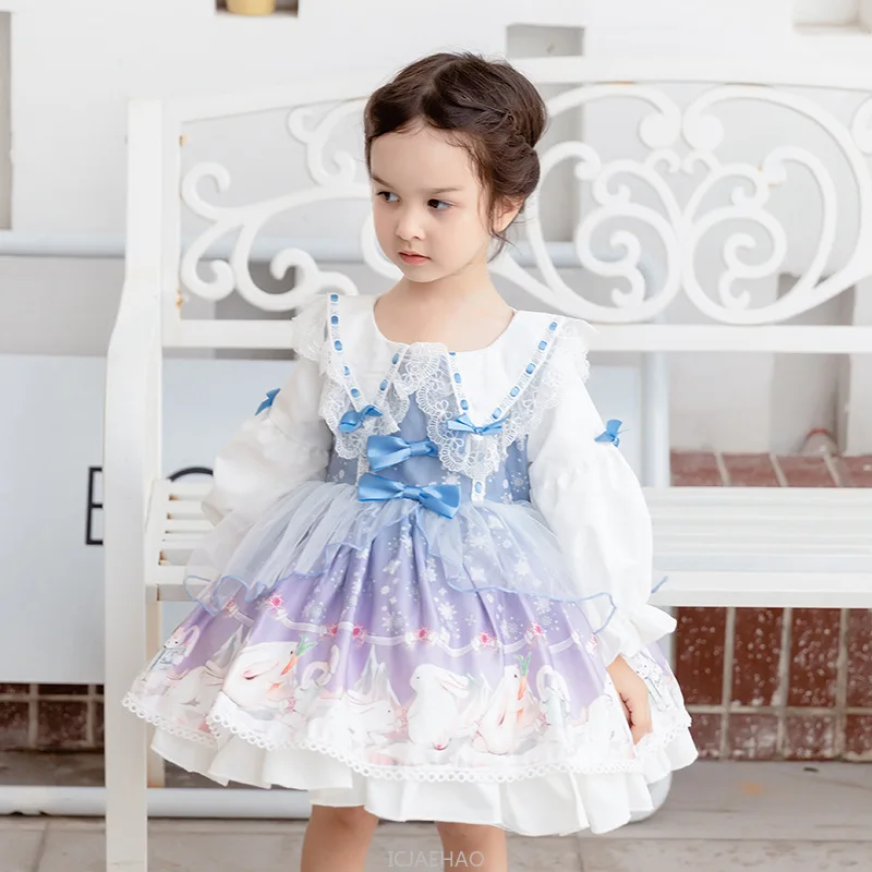 

Party Dress Spanish Court Lolita Girls Birthday Party Childrens Celebration Wear Gown Princess Ball Kids Formal Outfit Elegant
