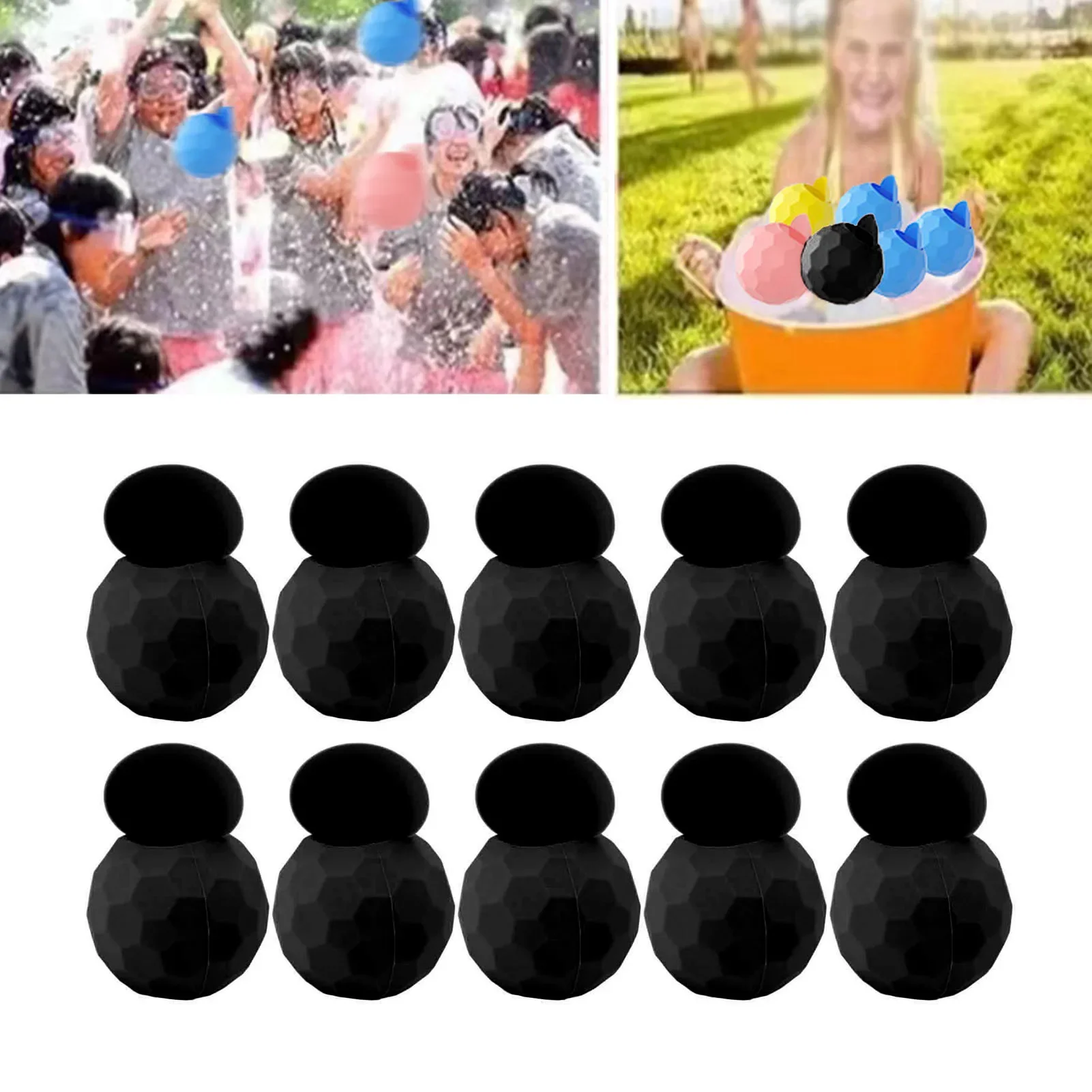 10 stuks herbruikbare waterballonnen siliconen waterballonnen zelfsluitende snelle vulling zomer zwembad strandfeest spel speelgoed zwart