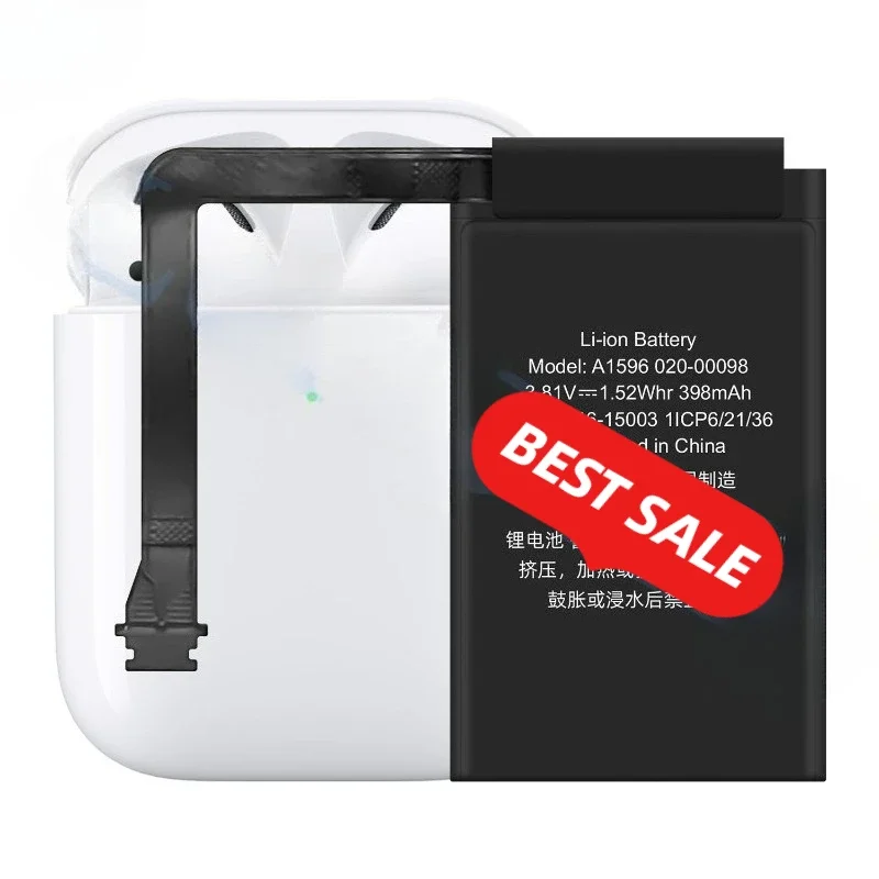 A1596 for AirPods 1/2 Earphone Charging Compartment Battery High Quality High Capacity  Replacement Bateria Charging Box Battery