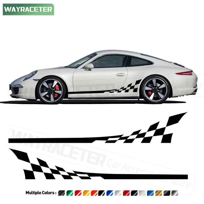 Classic Racing Lattice Carbon Fiber Sticker Door Side Graphics Vinyl For Porsche 911 992 991 996 997 Accessories