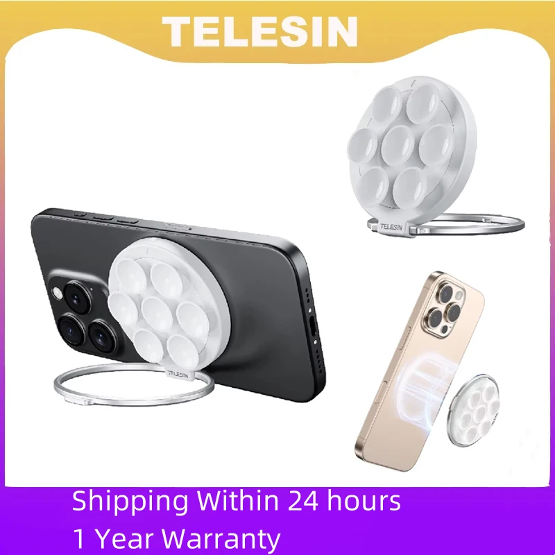 Uchwyt magnetyczny TELESIN do telefonu, stojak z przyssawką, uchwyt do telefonu wielofunkcyjny do użytku bez użycia rąk, do lustra, pod prysznic, do iPhone'a i Androida