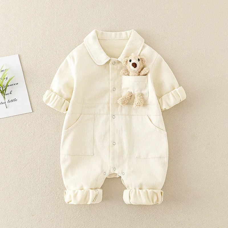 Baby 2023 Spring and Autumn Clothing Newborn Denim Onesie Cotton Fashion Boys and Girls baby Clothes out Clothing Crawl Suit