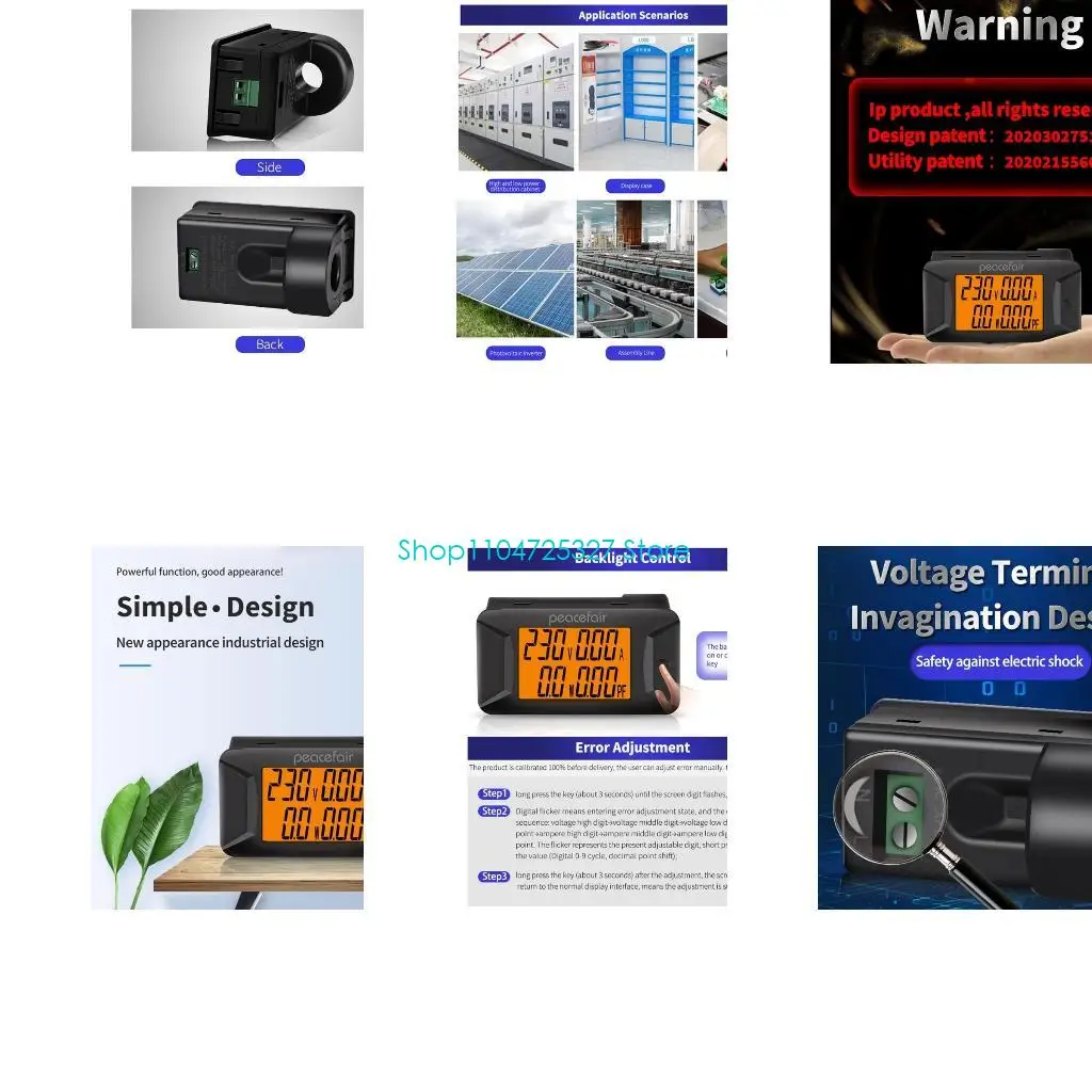 

D8KF 1 PCS 40-400V 100A ток тока напряжения энергии энергии частоты мощности Измеритель мощности