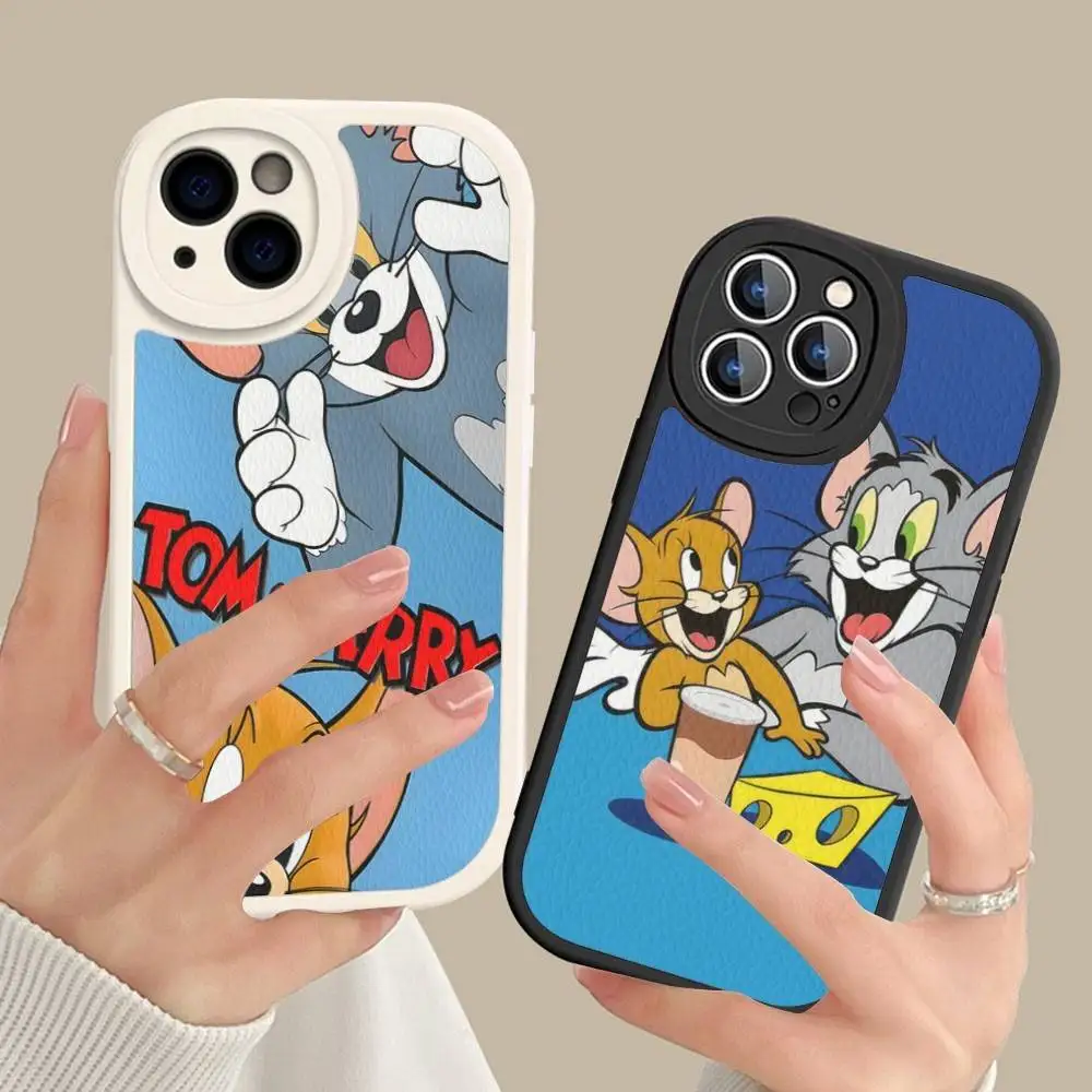 Lovely Cartoon For TomS JerryS Phone Case Hard Leather For iPhone 16 15 14 13 12 Mini 11 14 Pro Max Xs X Xr 7 8 Plus Fundas