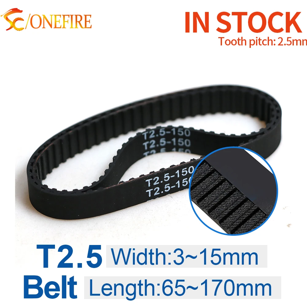T2.5 Timing Belt Width 3/4/5/6/9/10/12/15mm Length 65 122.5 145 150 155 157.5 160 162.5 167.5 170mm T2.5 Timing Belt