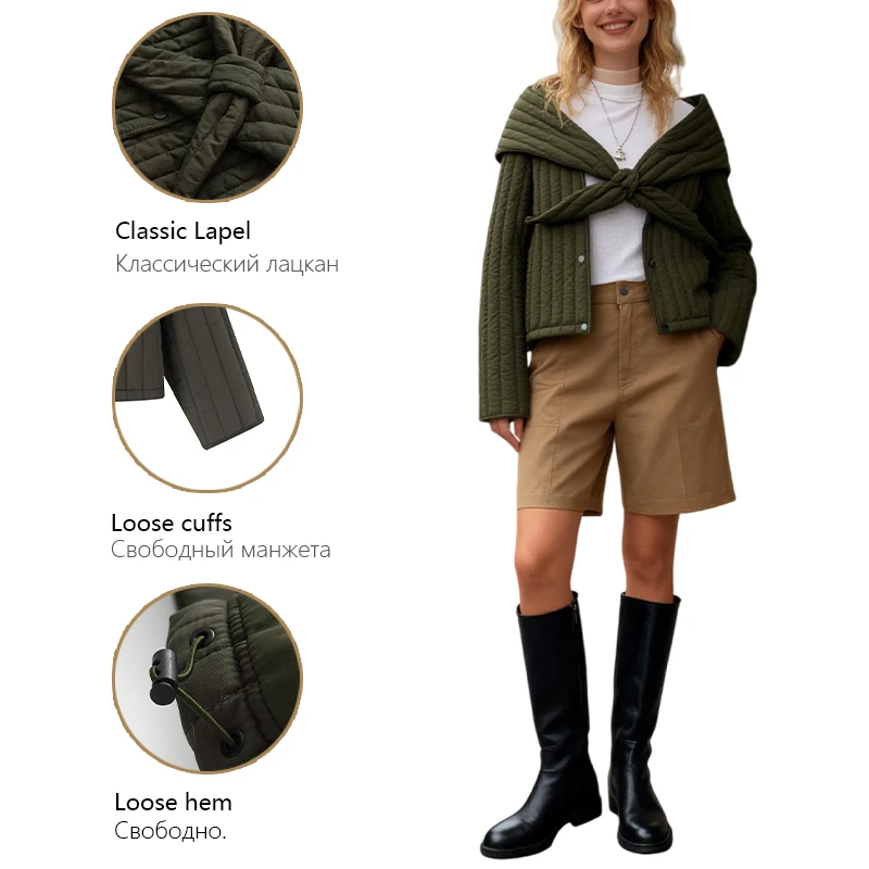 Женская хлопковая куртка с воротником-стойкой, съемный шарф, однобортная короткая хлопковая куртка, осенне-зимняя повседневная одежда для поездок на работу