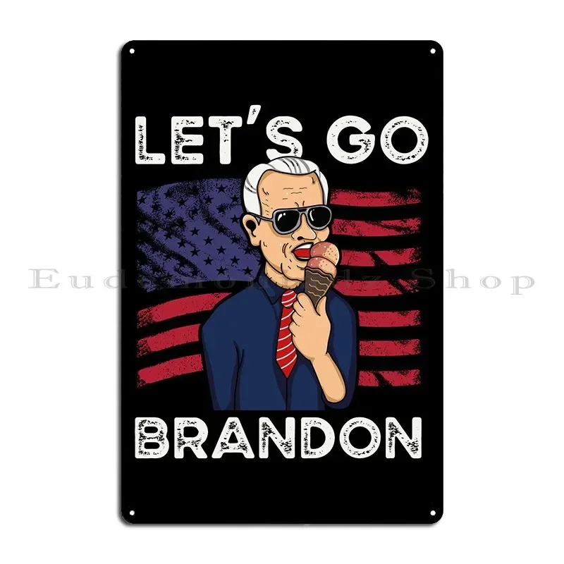 Lets Go Brandon Funny Metal Signs Wall Cave Wall Decor Living Room Create Wall Cave Tin Sign Poster