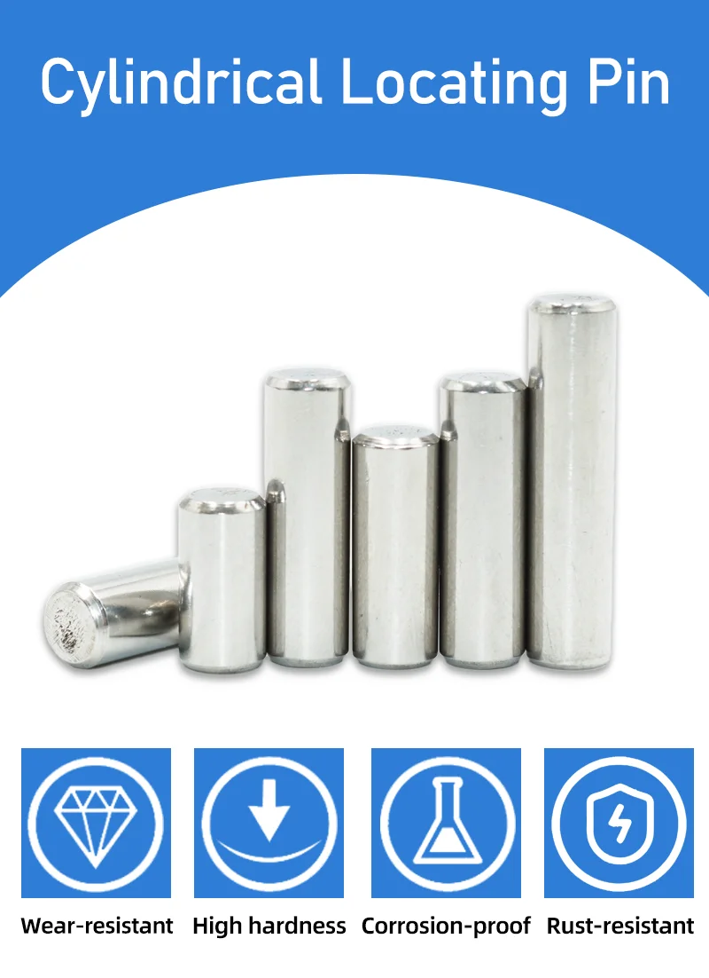 M1 M1,5 M2,5 M3 M4 M5 M6 M8 Zylinderstift Ortungsdübel-Set 304 Edelstahl Fester Sicherungsstift Wellenbefestigung Metall Vollstab – Detail 1
