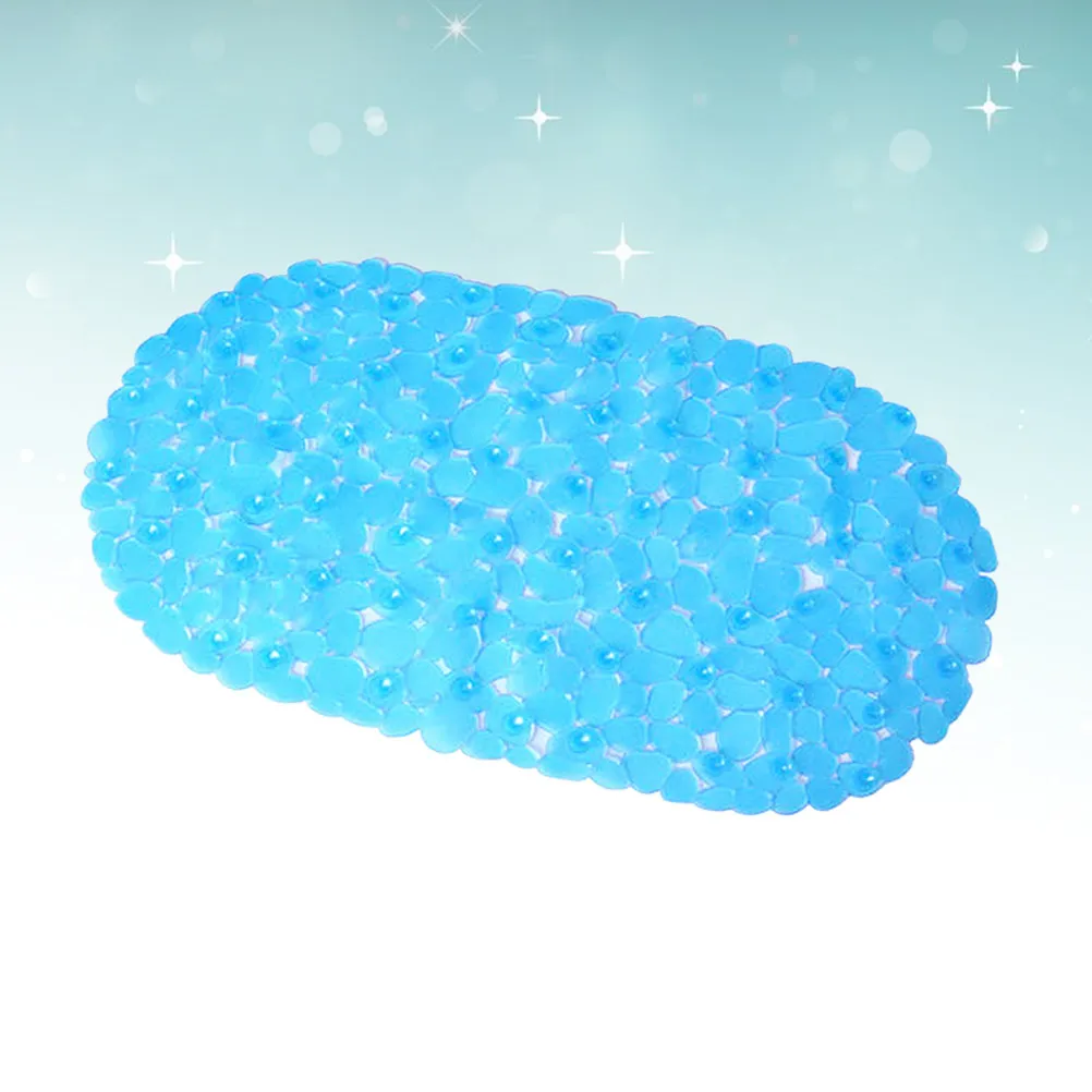 

1pc Non-Slip Bath Mat Pvc Shower Floor Mat Hollow Cobblestone Texture Antiskid Bathroom Rug Slip Resistant Blue