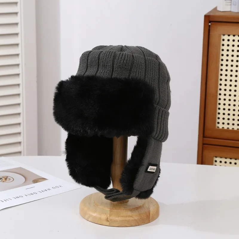 Winter Outdoor Cycling Warm Hat Men Women Lei Feng Hat Fleece Thickened Ear Protection Knitted Hat Cold Proof Windproof Thermal