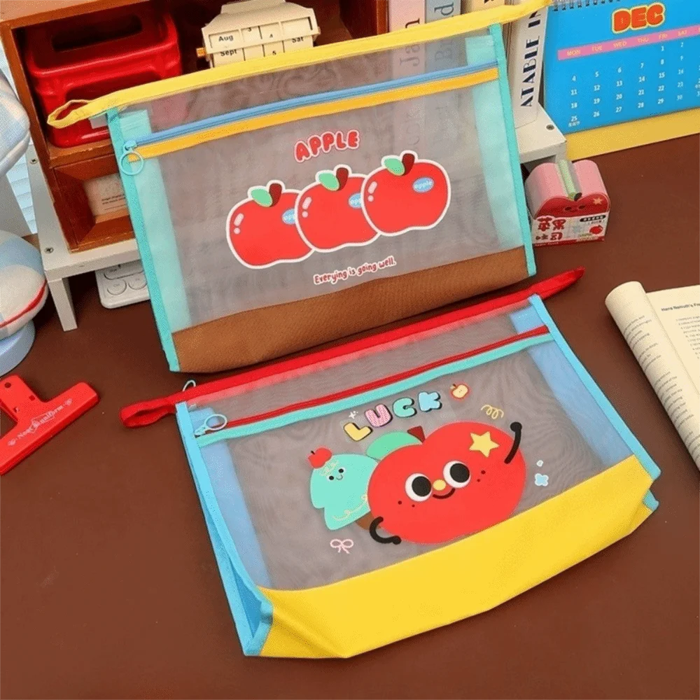 Clear Folders A4 Storage Bag Double-layer Portable File Bags Large Capacity Document Pouch School Office Supplies