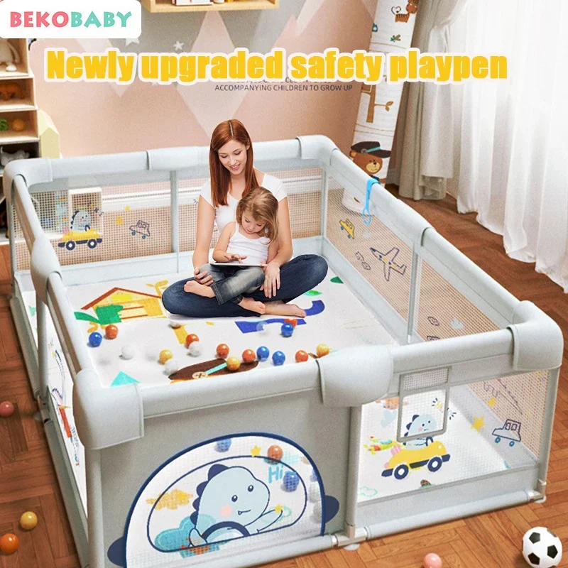 

Детский манеж BekoBaby большого размера, прочный безопасный игровой манеж с мягкой дышащей сеткой для дома и улицы