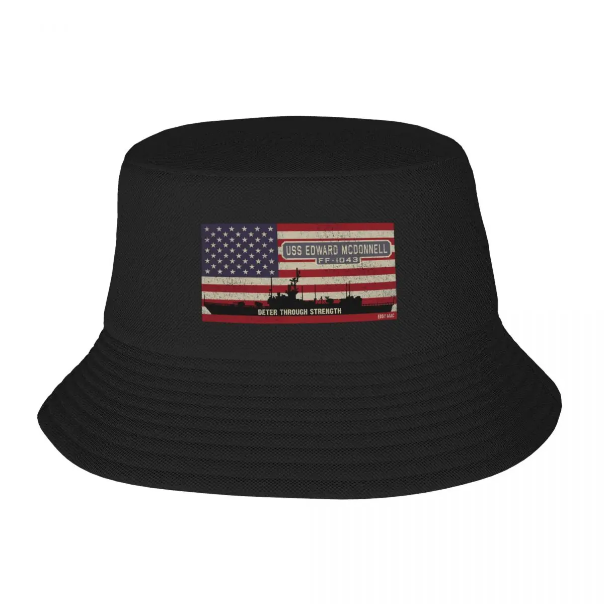 

New USS Edward McDonnell FF-1043 Frigate Ship USA American Flag Gift Bucket Hat Male Luxury Man Hat Sun Cap Men's Hat Women's