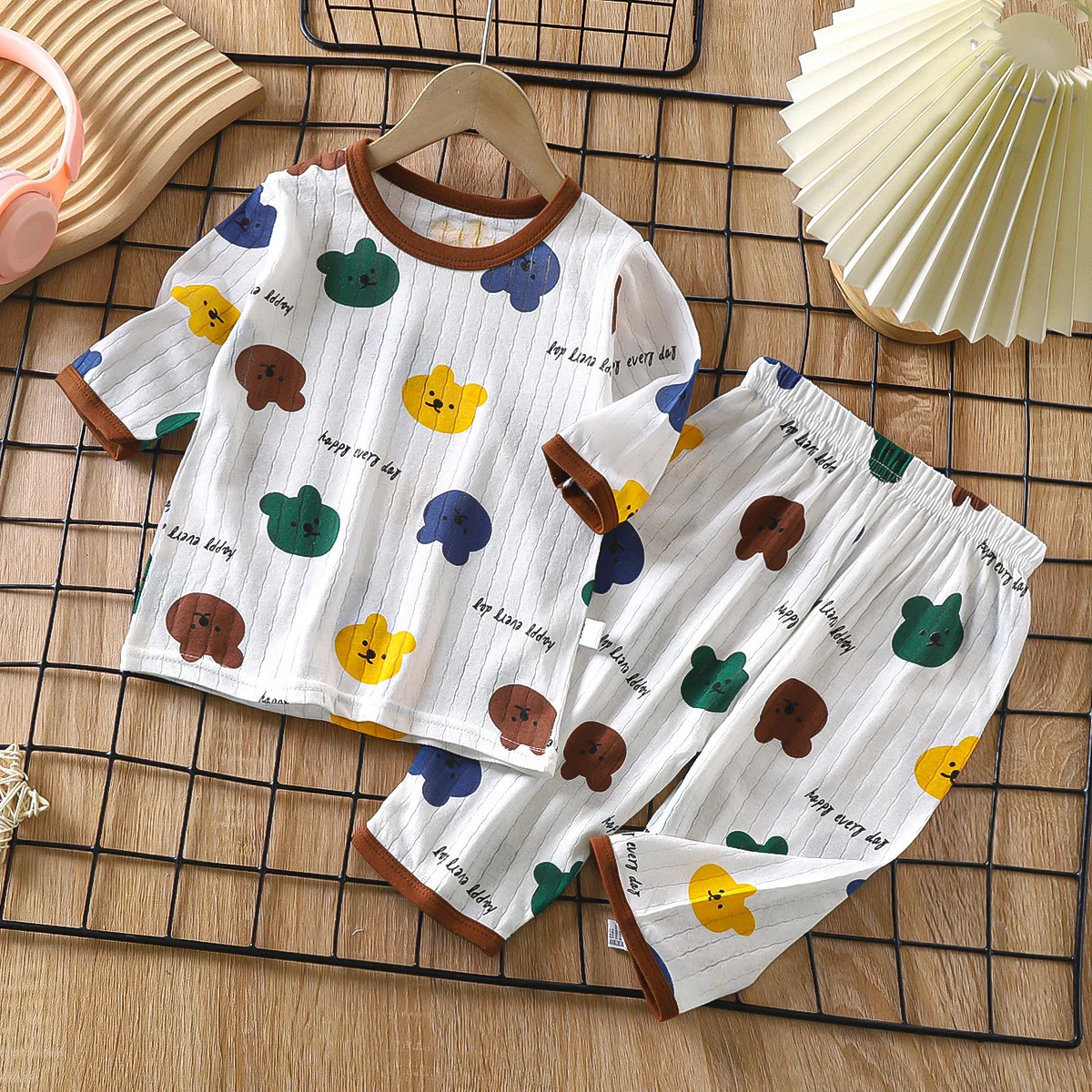 2024 New Children\'s Home Clothes Set Pure Cotton Boys Clothes Girls Pajamas Thin Section Clothing Baby Kids Chothing