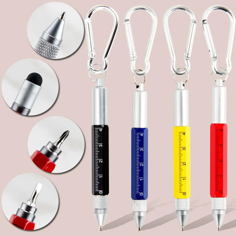 6 in 1 Multifunction Ballpoint Pen Screwdriver Ruler Outdoor Portable Measure Ruler Creative Touch Screen Pens With Keychain