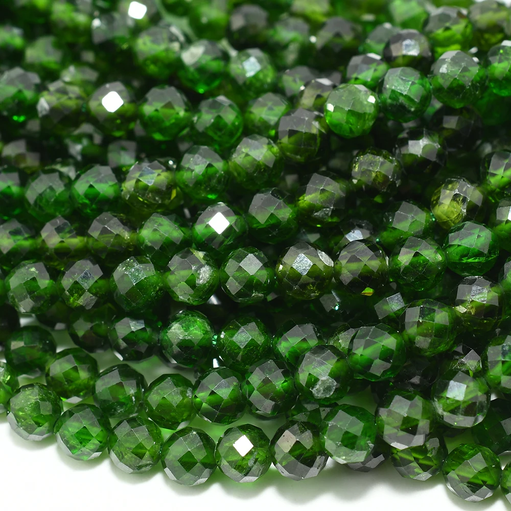 Natural Diopside Faceted Round Beads 5.8mm, With Slight Defect