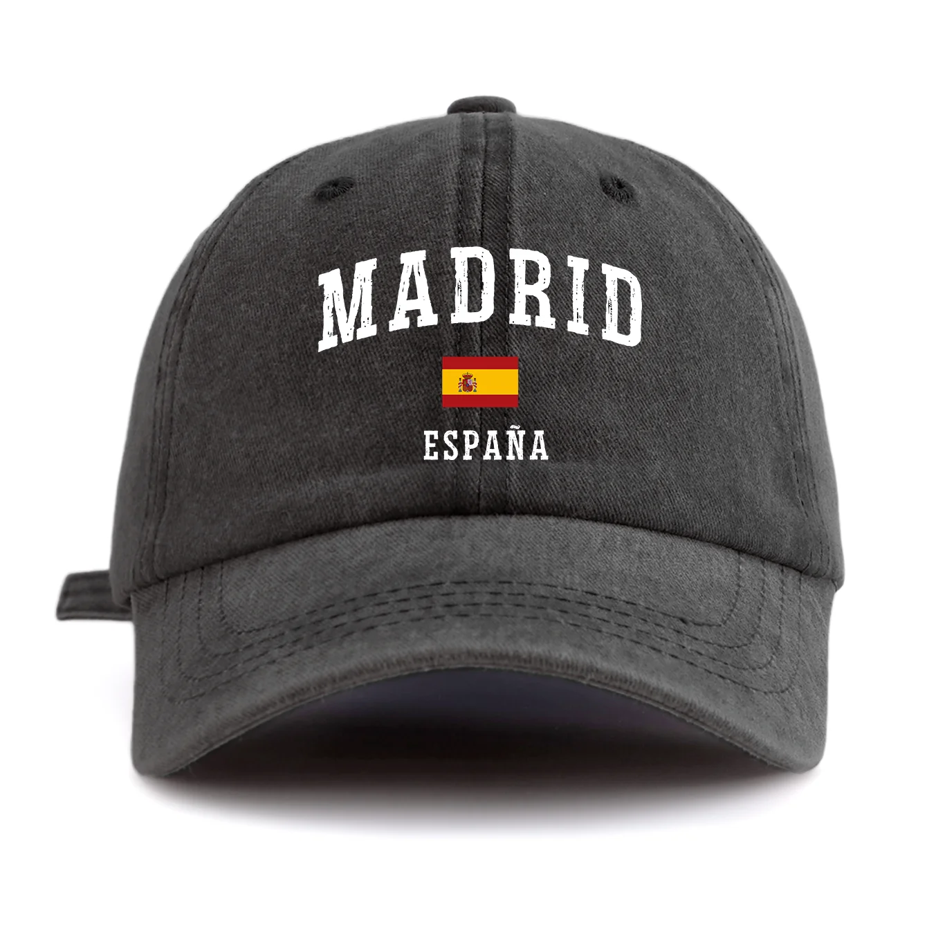 Madrid Spain Flag Baseball Cap Vintage Washed Dad Hat Adjustable Retro Sports Outdoor Sun Hat for Men Women Unisex