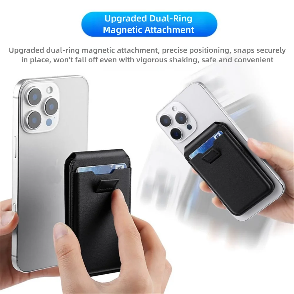 

Новый держатель для карт из искусственной кожи, магнитный портативный кошелек Magsafe, складной кошелек для iPhone 16, 15, 14, 13, 12, ProMax