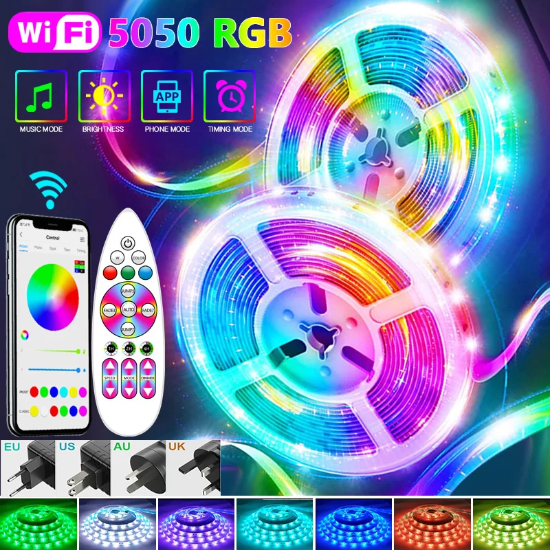 5050 Wifi Led Light Strips Bluetooth Flexibele Rgb 30LEDs/M RGB Strip Lamp DC 12V Backlight tape mural chambr Tv Thuis Decoratie