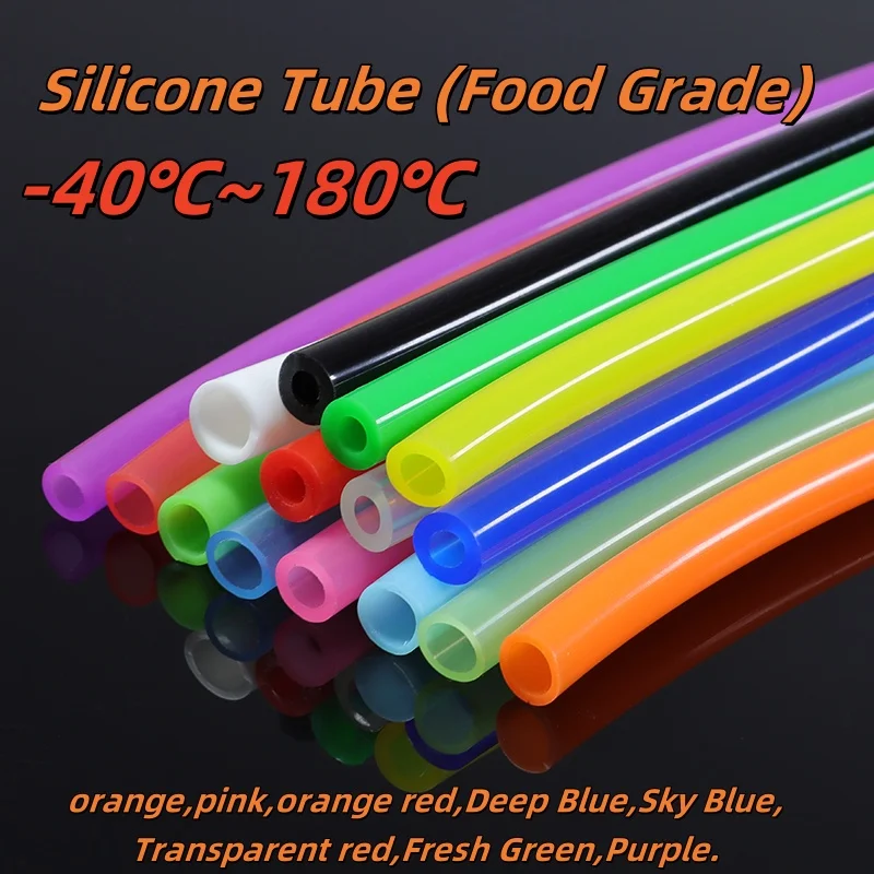 2M Silicone Tube Food  Grade Soft Drink Pipe Water Connector Colorful ID：2mm  3mm 4mm 5mm 6mm