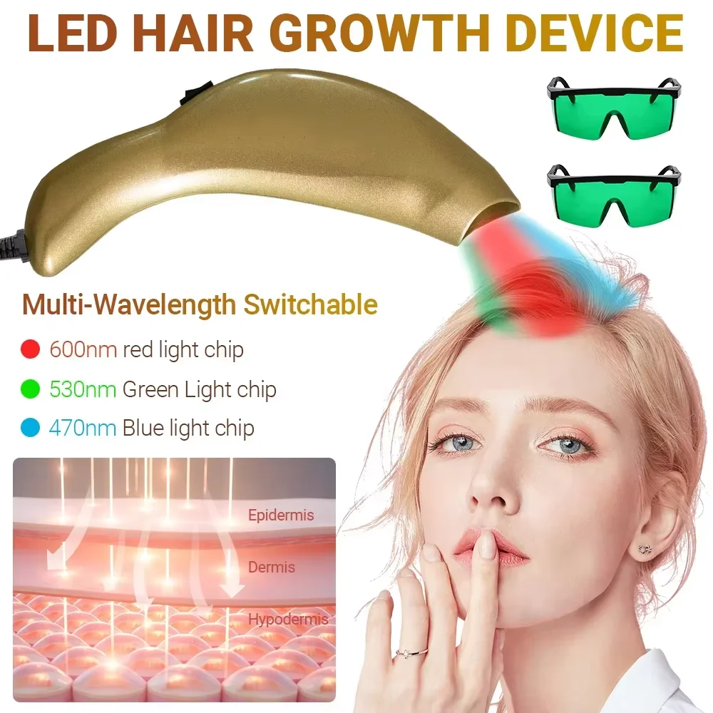 Triple Light Therapy Photon Hair Growth Device - Home Anti-Hair Loss Follicle Regeneration Activation for Alopecia Areata Scalp