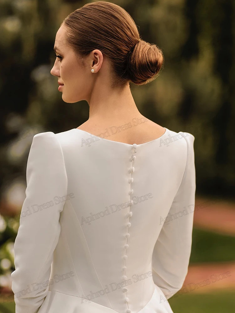 Skromne suknie ślubne w kształcie litery A, eleganckie suknie ślubne, szaty muzułmańskie, pełne rękawy, olśniewające, Vestidos De Novia 2026, szyte na miarę 2025