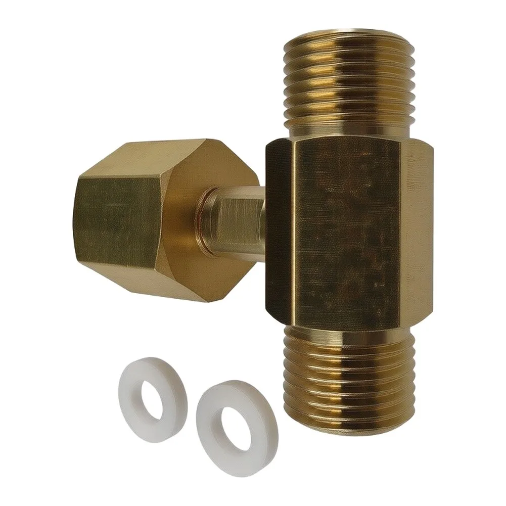 W21 814 Carbon Dioxide Tank Threaded Tee Fitting Adapter 3 Way Connector Compatible with for m22 14 for Splitting Flow