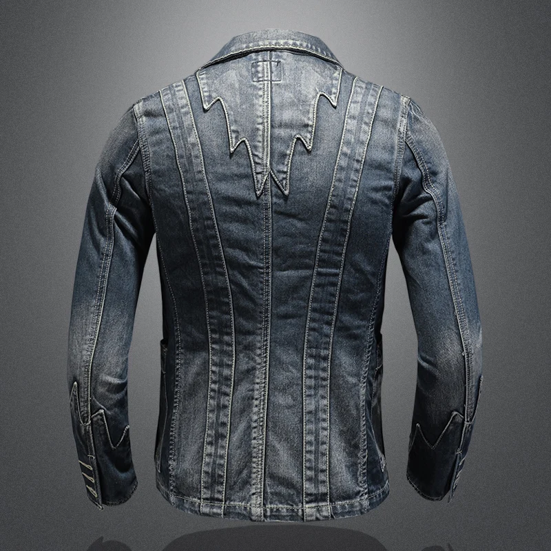 High Quality Spring and Autumn 2024 New Men\'s Fashion Europe and The United States All Casual Suit Denim Jacket Slim Retro M-4XL