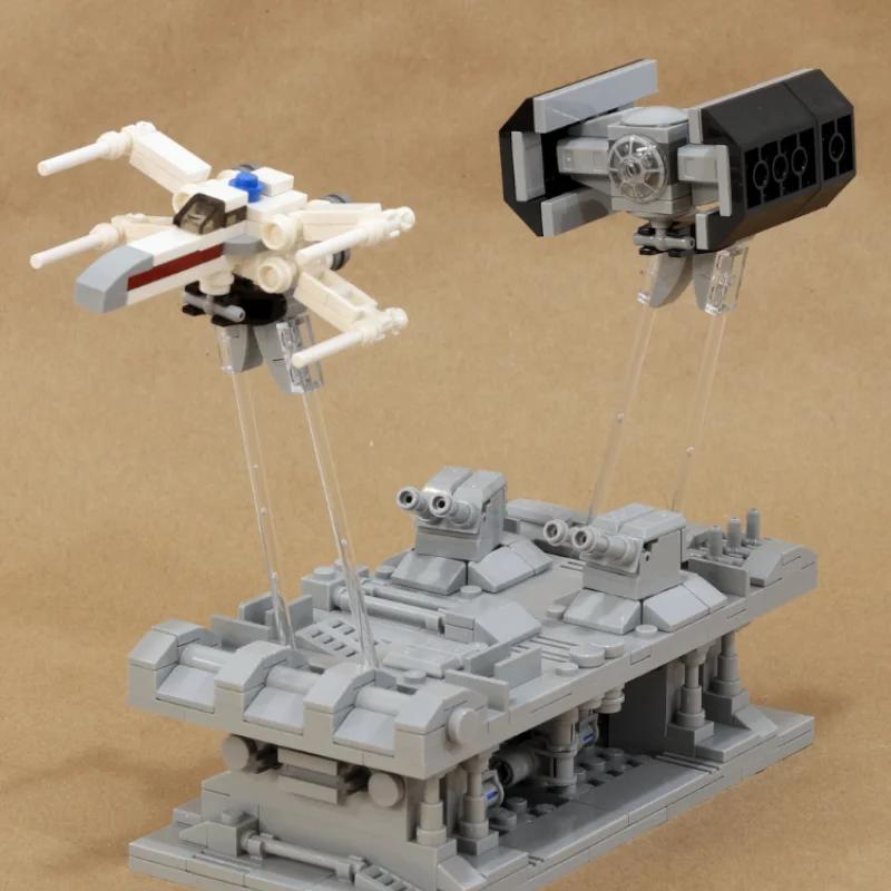 Star Movie MOC Hand-cranking Spaceship X-Wing FiahterTlE Bomber Trenches Run Pursuit DlY Building Blocks Toys For Children Gift