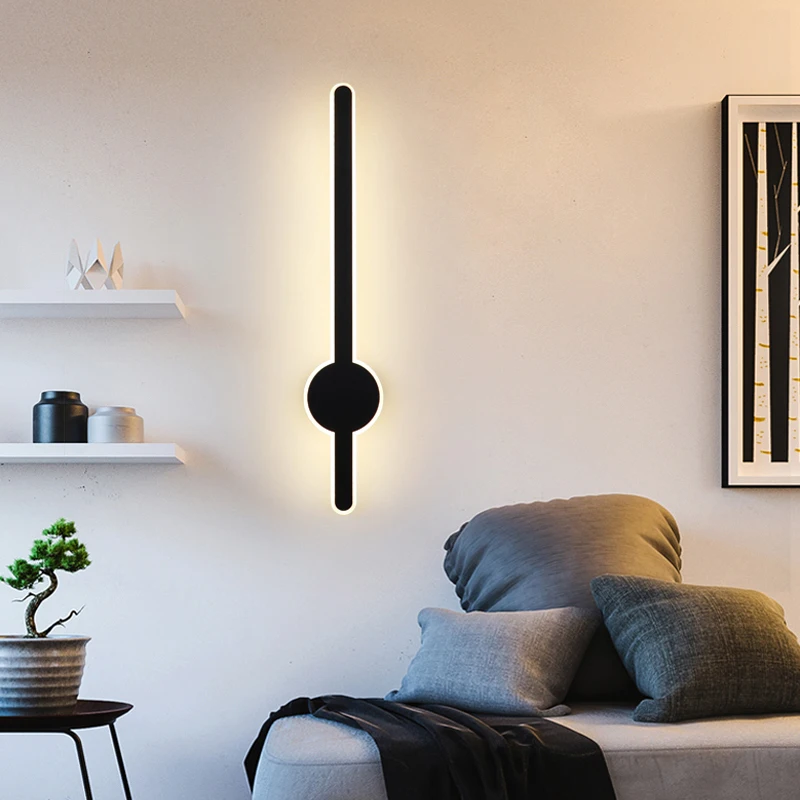 LED Nordic minimalist bedroom bedside study wall lamp, sword hammer style creative long strip background light