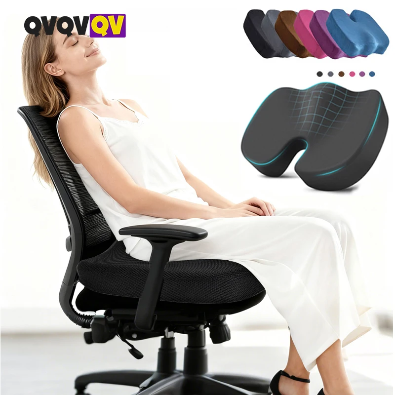 

﻿ Memory Foam Seat Cushion for Office Chair, Car & Back Pain Relief - for Tailbone, Sciatica, Hemorrhoids with Non-Slip Cover