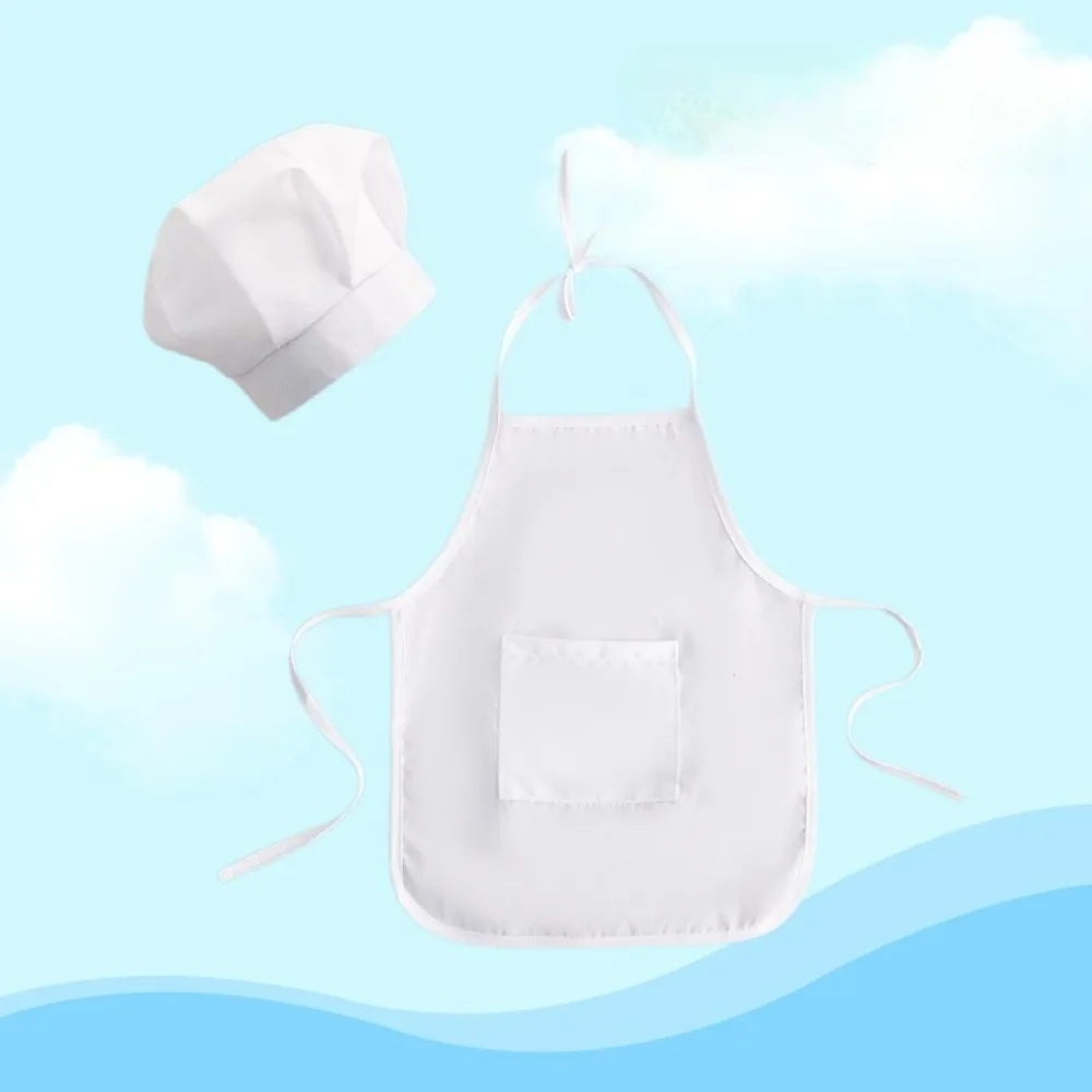 زي التصوير الفوتوغرافي للأطفال الصغار، مجموعة مريلة قبعة الشيف البيضاء #3