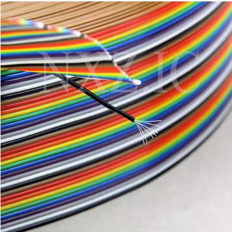 1m 1.27mm spacing rainbow flat ribbon cable DuPont FC 1.27 wire DuPont connector 6p/8p/10p/12p/14p/16p/34p/40p/60p