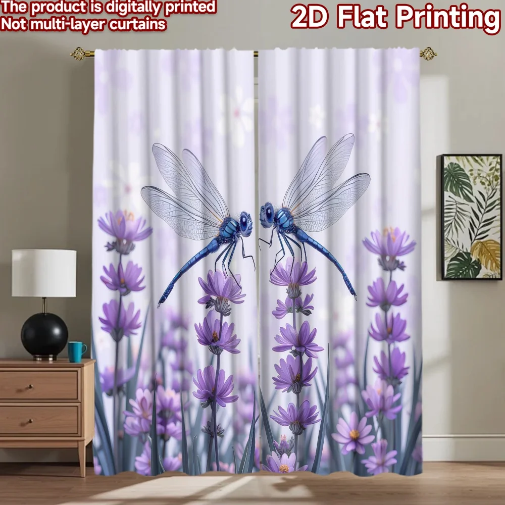 

1pc 2D flat Photography Backdrop Popular Photography Banner Dragonflies Among Purple Flowers 100% Polyester Birthday Party for