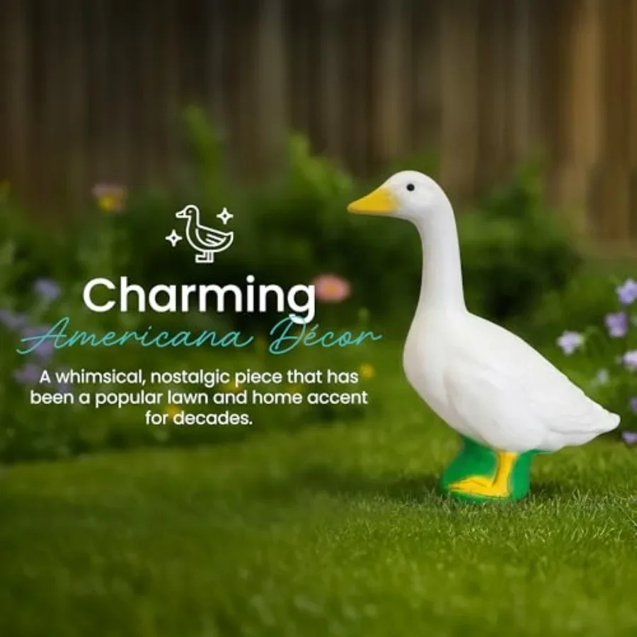 Lawn and garden decor: white goose statue set, 23-inch tall outdoor animal figurine for patio, balcony, or front porch, resin m