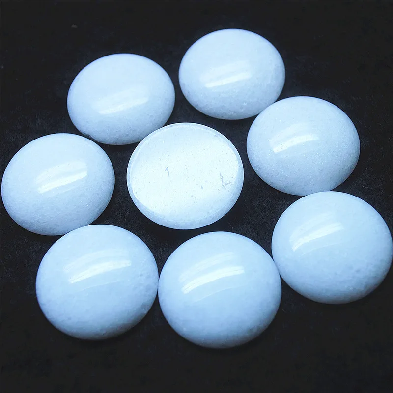 10PCS White Jade Stone Cabochons Loose Beads Accessories DIY Jewelry Findings 4MM 6MM 8MM 10MM 12MM 14MM 16MM 18MM 20MM 25MM