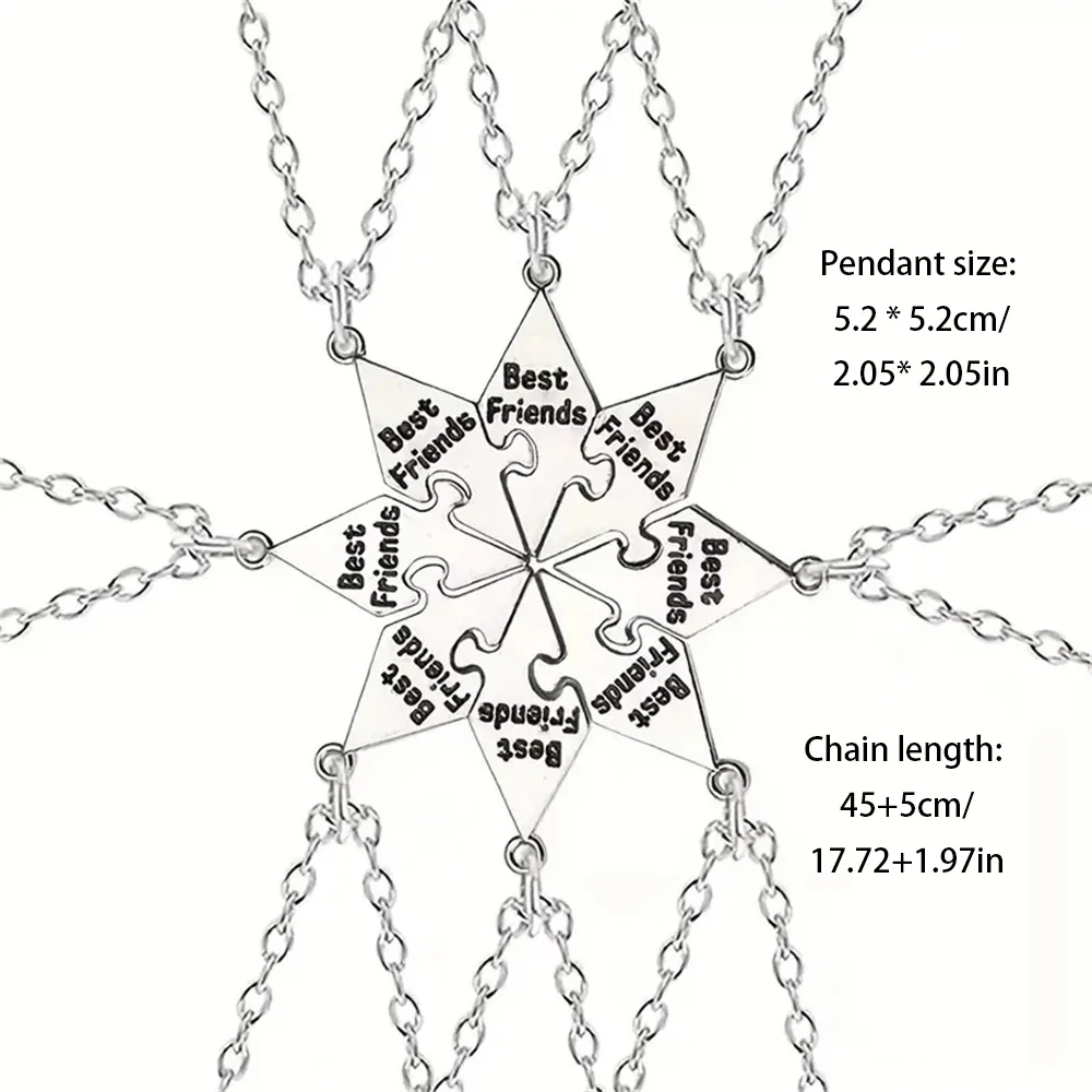 8 Pcs/Set Best Friend Necklace Creative Pentagram Pendant Alloy Accessories Friendship Necklace For Men And Women