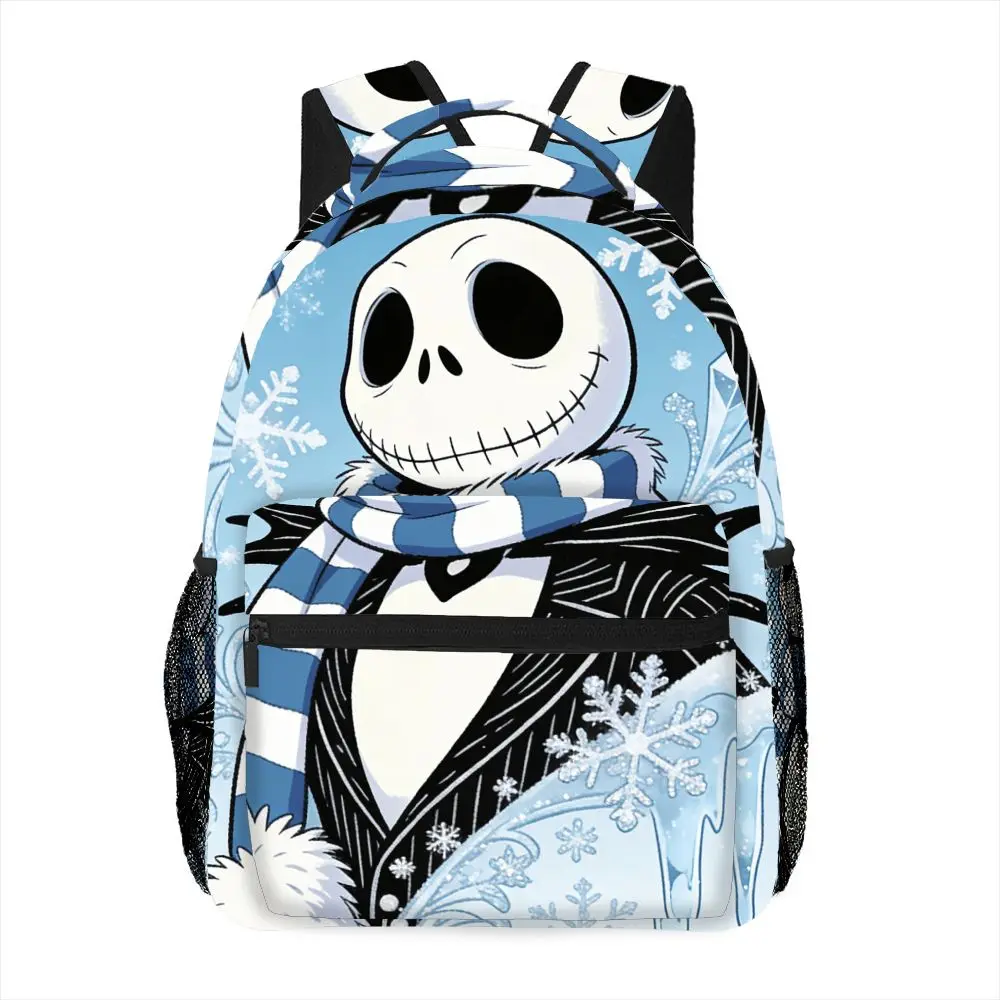 

1 шт., рюкзак Disney Blue Jack Skellington с мультяшным принтом, регулируемые лямки, застежка-молния, уличный стиль, фотография