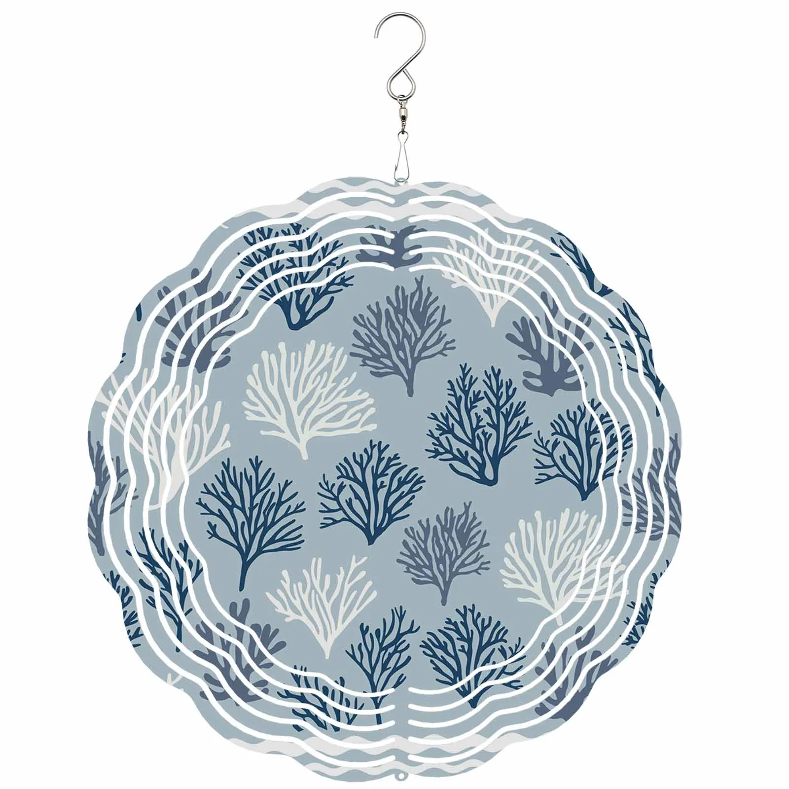 

Watercolor Coral Ripple Stainless Steel Hanging Decorations For Home 3D Rotating Wind Spinner