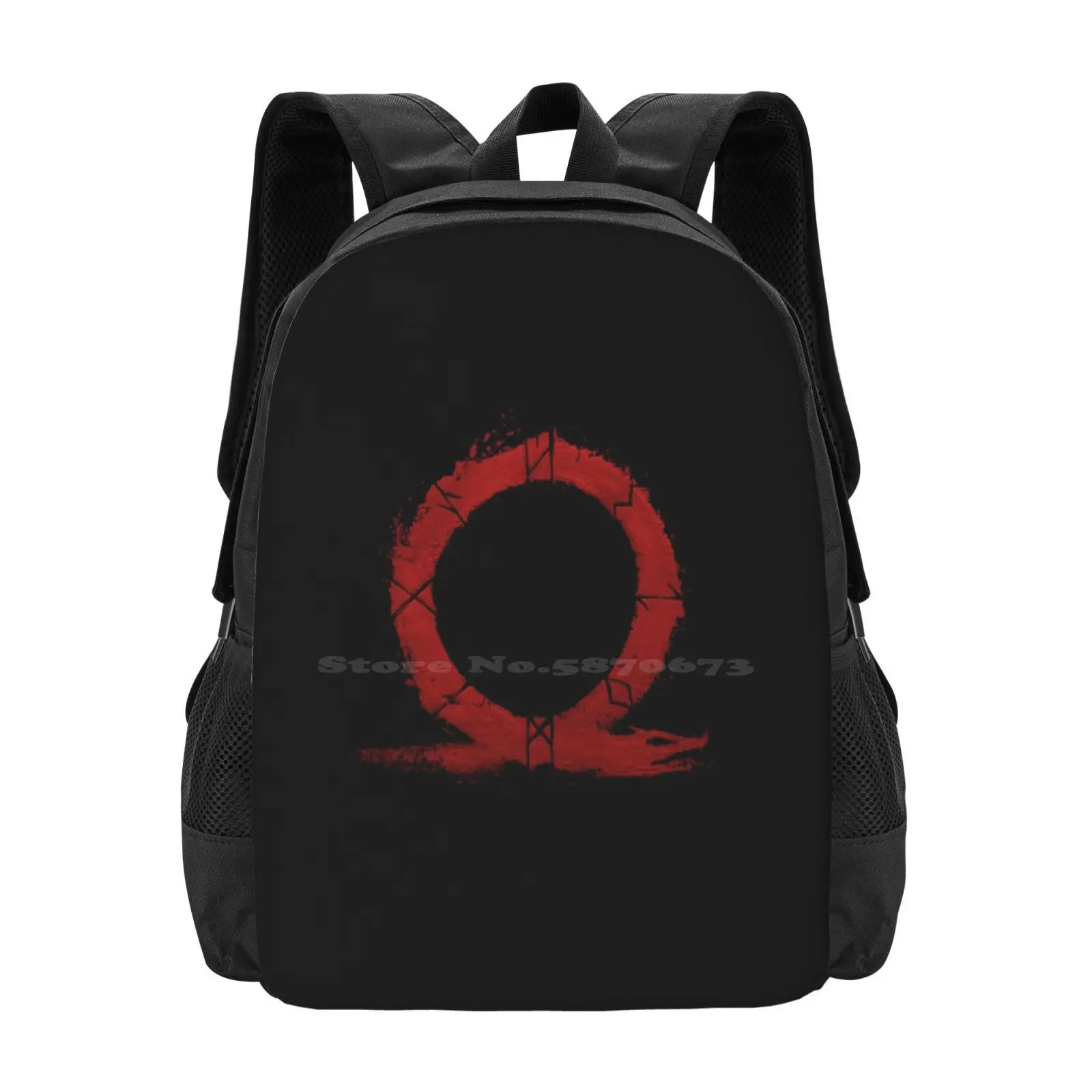 Gow Runes Logo 3d Print Design Backpack Student Bag God Of War Gow Play Station Ps4 Kratos Videogames Gamer Gaming