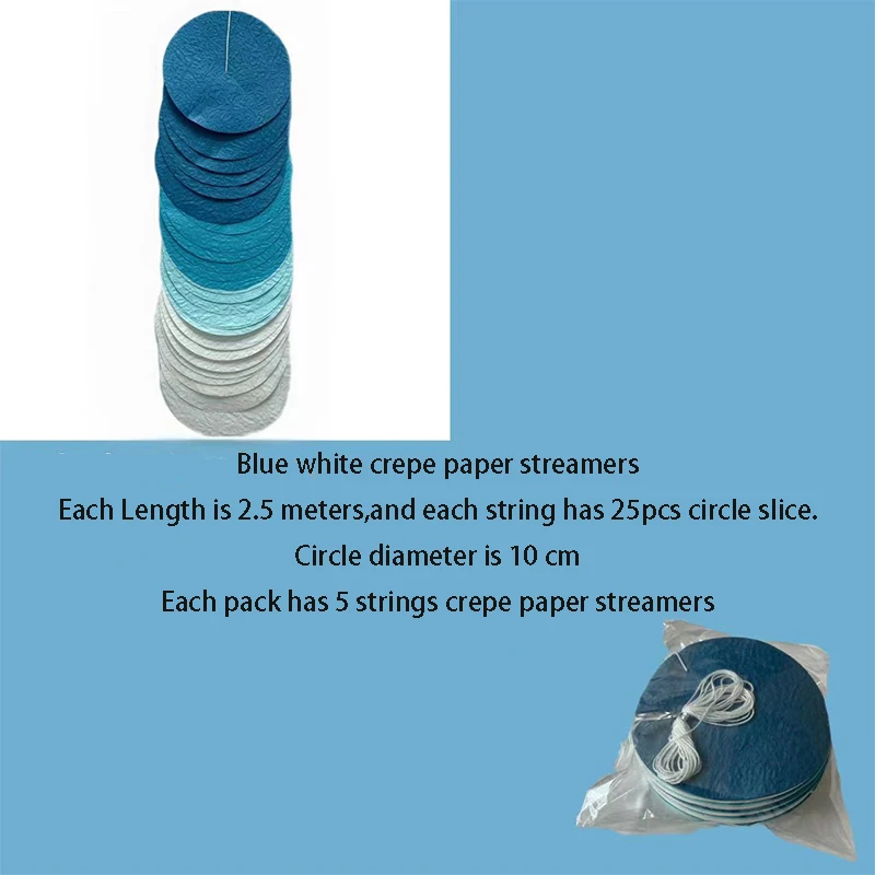 الأزرق الداكن الأبيض تحت البحر تحت عنوان زينة الحفلات كريب ورقة البولكا دائرة نقطة خلفية جارلاند معلقة الزفاف اللافتات