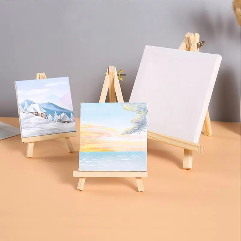 1Pcs Natural Wood Mini Easel Frame Tripod Display Meeting Wedding Table Name Card Stand Display Holder Children Painting Craft