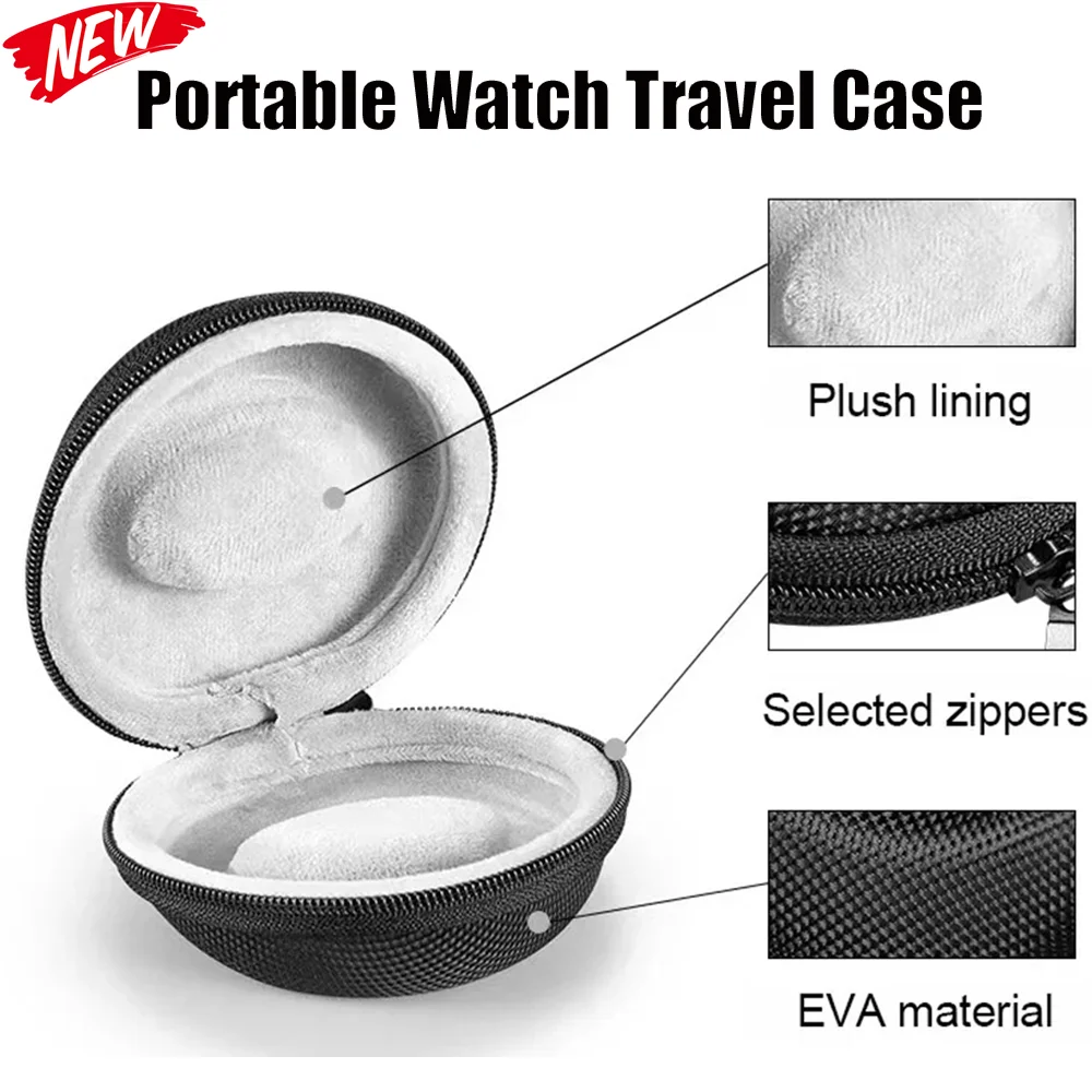 Portable EVA Single Watch Travel Case Watch Storage Organizer Box Watch Holder Waterproof for Smartwatches Zippered Container