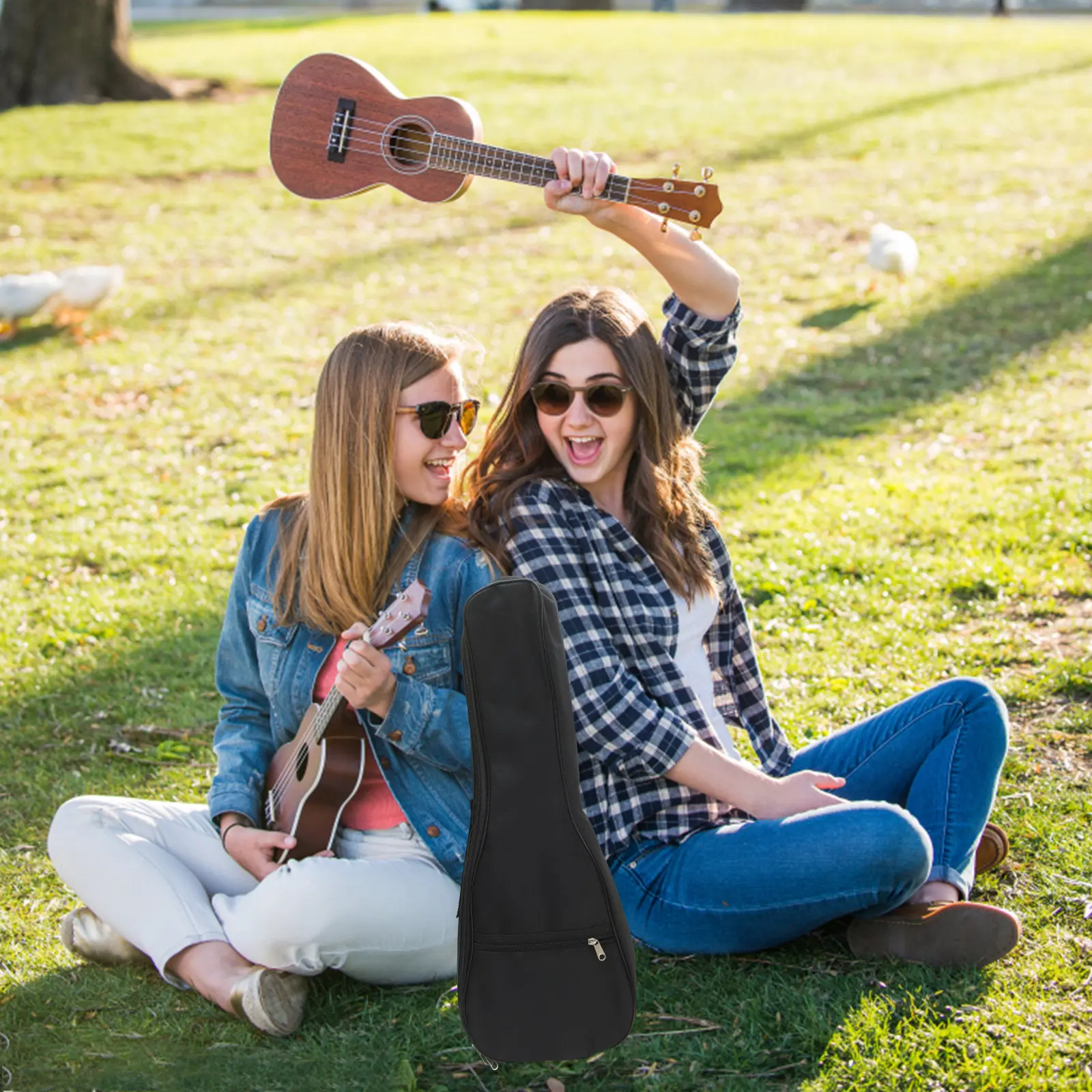 Bolsa de armazenamento para ukulele, tecido oxford à prova d'água, resistente ao desgaste, leve, portátil, bolsa de transporte para ukulele soprano, tenor, concerto