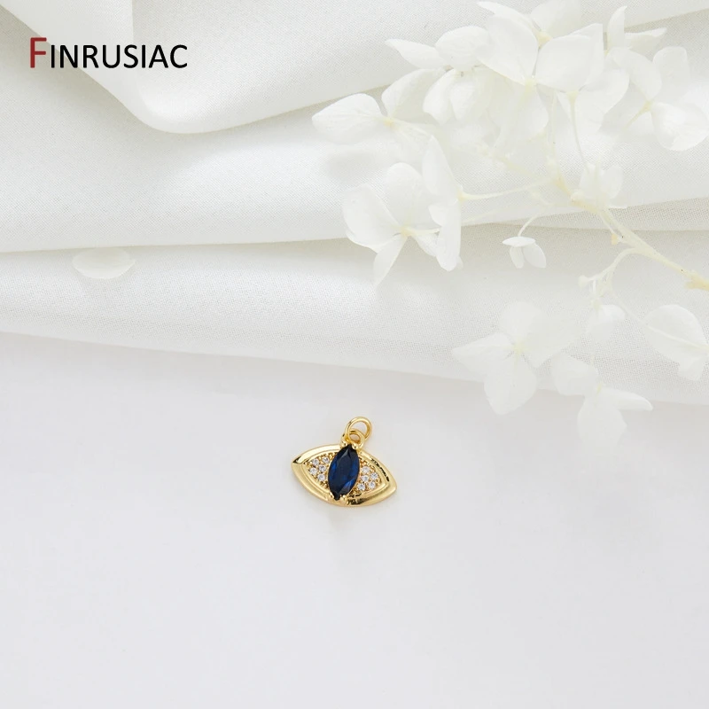 14K Gold Plated Brass Metal With Zircon Evil Eye Snake Heart Charms Pendants For Necklace Earrings Jewelry Making