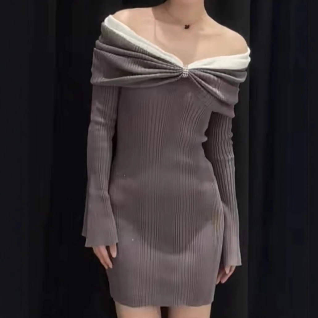 

Женское сексуальное вечернее мини-платье с открытыми плечами, длинные рукава, облегающее вечернее платье, вечерние и вечерние платья