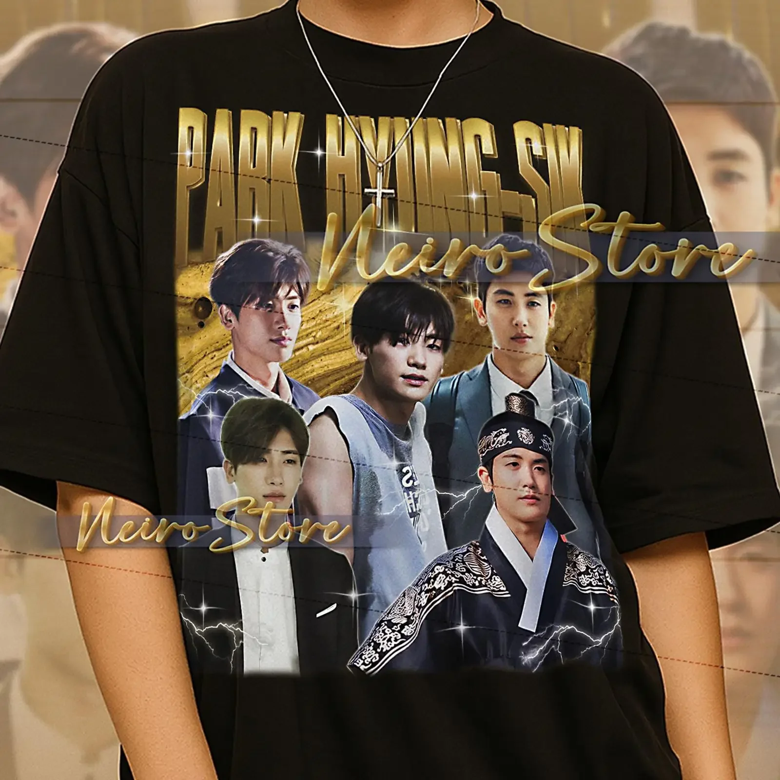 Vintage Park Hyung Sik Bootleg T Shirt K drama Idol Retro Casual  for Fans vintage Washed streetwear Versatile Breathable